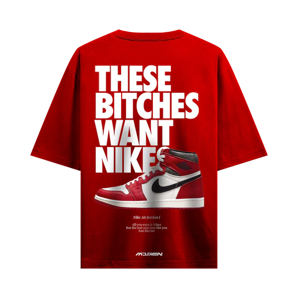 Myugen Nike Bitches Oversized T-Shirt Red